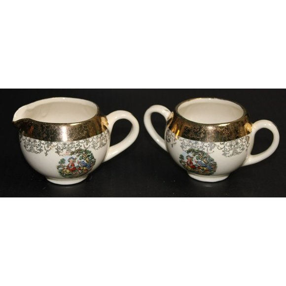 Vintage Sabin Crest O Gold Cream and Sugar Set - USA - 1950’s Approx $25 - Picture 1 of 9
